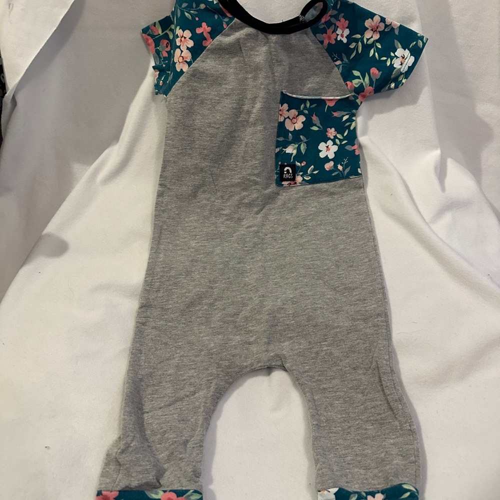 RAGS Floral Gray Baby Romper